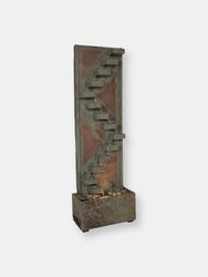 Sunnydaze Copper/Slate Staircase Water Fountain with LED Lights - 48 in - Grey