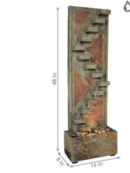 Sunnydaze Copper/Slate Staircase Water Fountain with LED Lights - 48 in