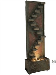 Sunnydaze Copper/Slate Staircase Water Fountain with LED Lights - 48 in