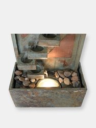 Sunnydaze Copper/Slate Staircase Water Fountain with LED Lights - 48 in