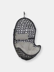 Sunnydaze Cordelia Hanging Basket Egg Chair Swing- Resin Wicker - Grey