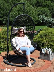 Sunnydaze Cordelia Hanging Basket Egg Chair Swing- Resin Wicker
