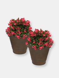 Sunnydaze Crozier Outdoor Double-Walled Flower Pot Planter - Rust - 16"