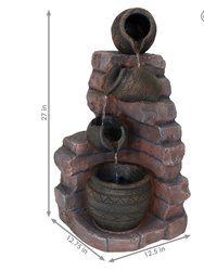 Sunnydaze Crumbling Bricks/Pots Solar Water Fountain with Battery - 27 in