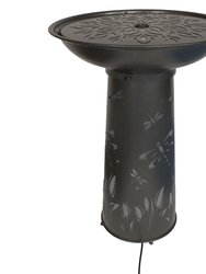 Sunnydaze Dragonfly Delight Metal Bird Bath Water Fountain with LED Lights