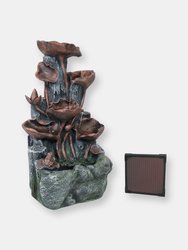 Sunnydaze Driftwood and Stems Solar Water Fountain with Battery - 30 in - Brown