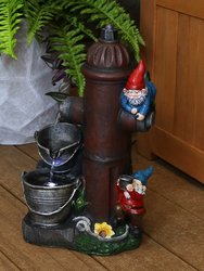 Sunnydaze Electric Fire Hydrant Gnome Water Fountain with LED Light - 16 in