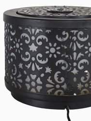 Sunnydaze Floral Pattern Cutout Indoor Tabletop Fountain - Black - 5.5" H