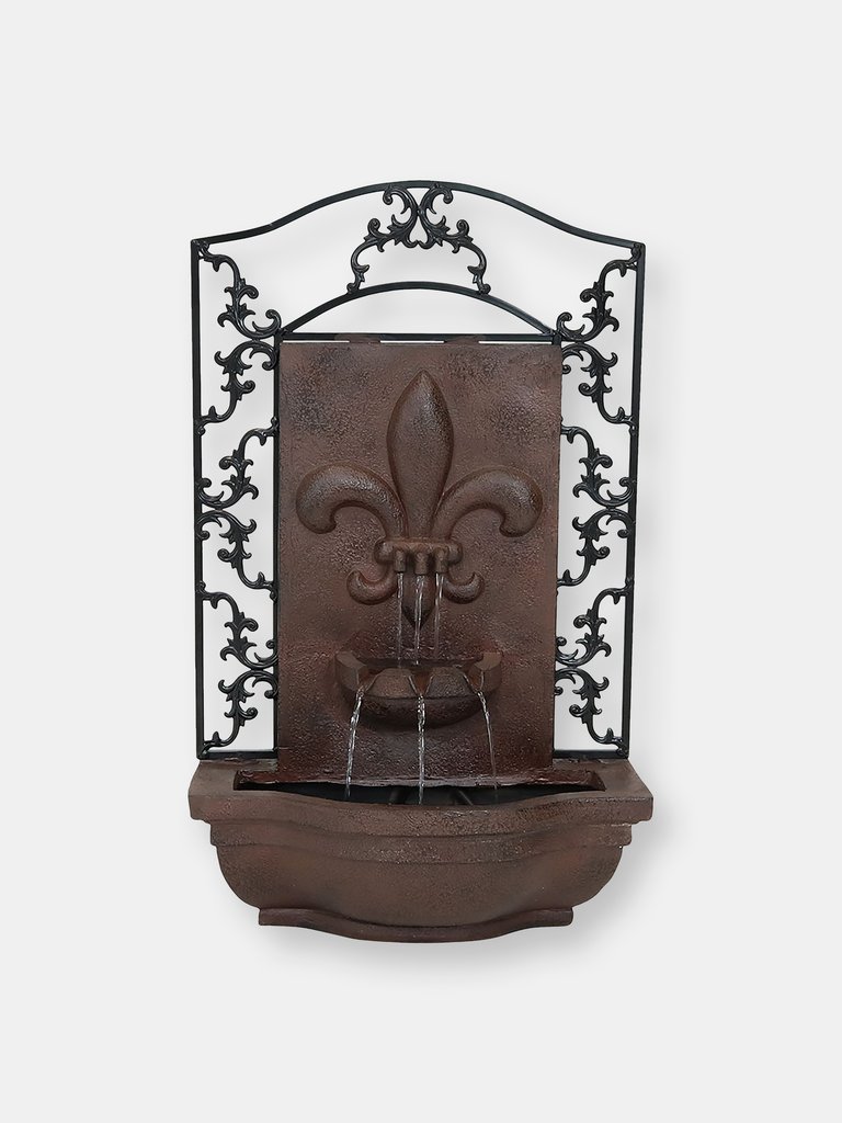 Sunnydaze French Lily Electric Outdoor Wall Water Fountain 33" Lead Finish - Bronze