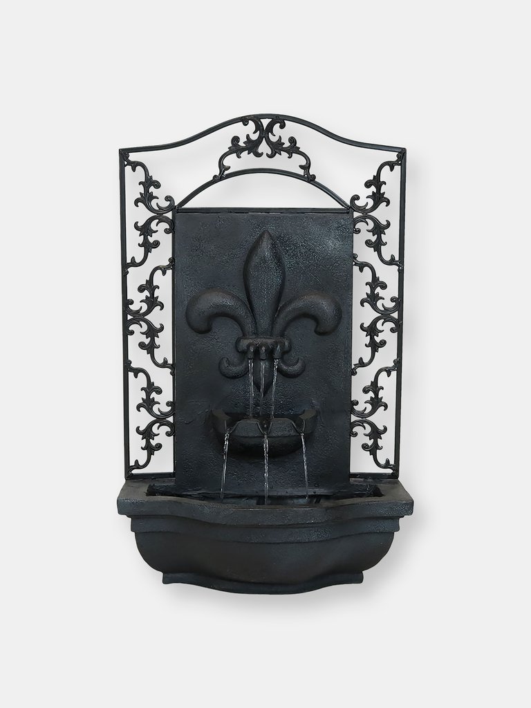Sunnydaze French Lily Electric Outdoor Wall Water Fountain 33" Lead Finish - Black