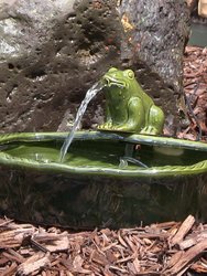 Sunnydaze Frog Glazed Ceramic Outdoor Solar Water Fountain - 7 in