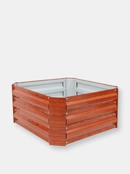 Sunnydaze Galvanized Steel  Raised  Garden Bed - 24 inch Square - Woodgrain