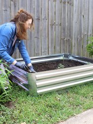 Sunnydaze Galvanized Steel Raised Garden Bed - 47-Inch Rectangle - Brown