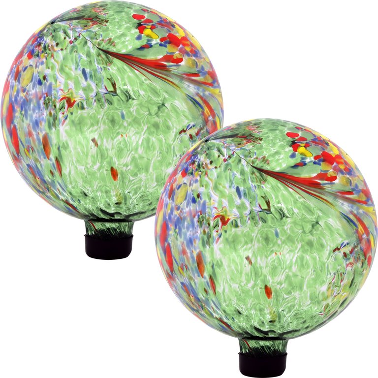 Sunnydaze Green Artistic Glass Gazing Ball Globe - Green