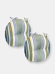Sunnydaze Indoor/Outdoor Bistro Seat Cushions Earth Tone Stripes - Dark green
