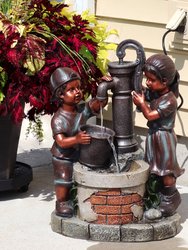 Sunnydaze Jack and Jill at Water Pump and Well Water Fountain - 24 in