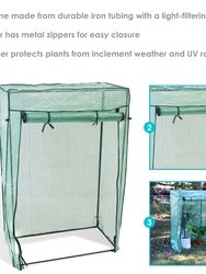 Sunnydaze Large Iron Polyethylene Cover Portable Plant Greenhouse - Green