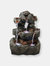 Sunnydaze Layered Rock Waterfall Fountain with LED Lights - 32 in - Light Brown