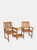 Sunnydaze Meranti Wood Patio Jack-and-Jill Chairs with Attached Table - Brown