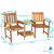 Sunnydaze Meranti Wood Patio Jack-and-Jill Chairs with Attached Table