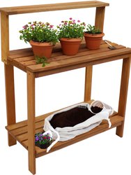 Sunnydaze Meranti Wooden Outdoor Potting Bench with Teak Oil Finish - 42 in