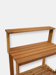 Sunnydaze Meranti Wooden Outdoor Potting Bench with Teak Oil Finish - 42 in