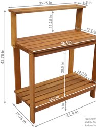 Sunnydaze Meranti Wooden Outdoor Potting Bench with Teak Oil Finish - 42 in