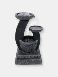 Sunnydaze Modern Cascading Bowls Solar Water Fountain with Battery - 28 in - Black