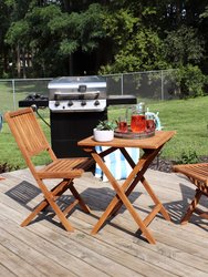 Sunnydaze Nantasket Solid Teak Wood 3-Piece Folding Bistro Set - Brown