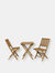 Sunnydaze Nantasket Solid Teak Wood 3-Piece Folding Bistro Set - Brown - Light Brown