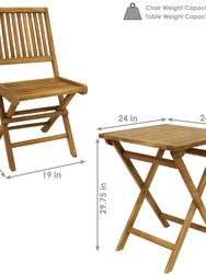 Sunnydaze Nantasket Solid Teak Wood 3-Piece Folding Bistro Set - Brown