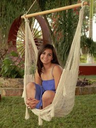 Sunnydaze Natural Color Large Hanging Mayan Mexican Rope Hammock Swing Chair
