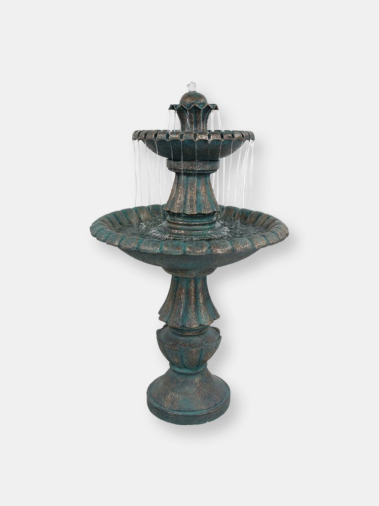 Sunnydaze Nouveau Tiered Polyresin Outdoor 2-Tier Water Fountain - Green