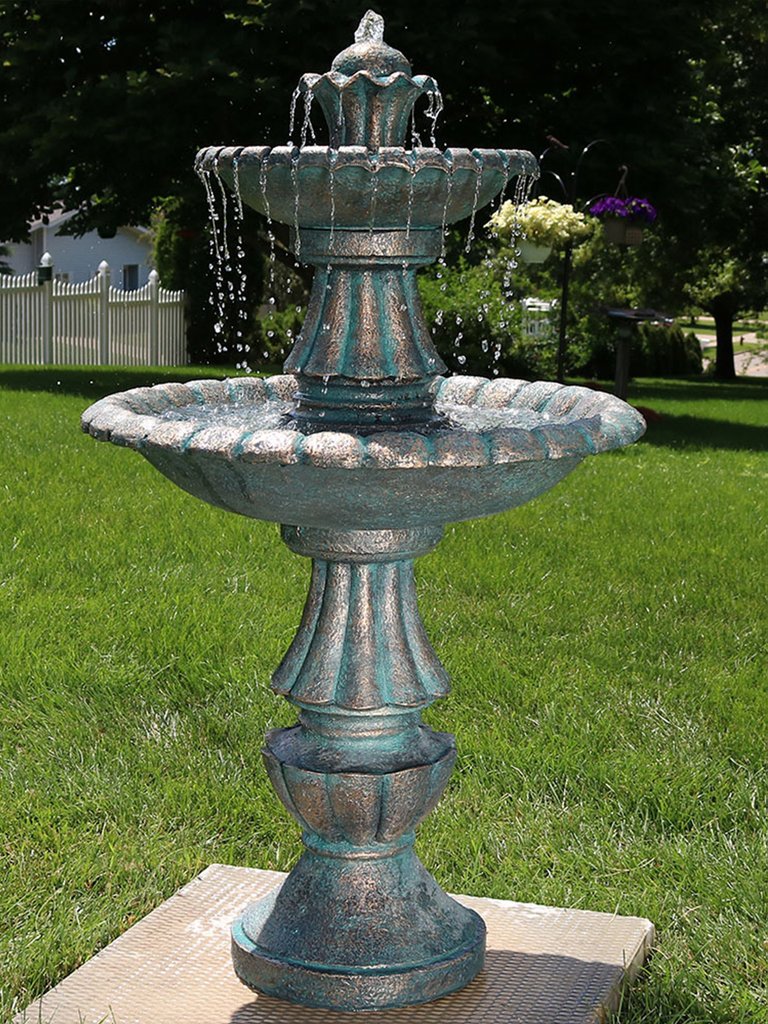 Sunnydaze Nouveau Tiered Polyresin Outdoor 2-Tier Water Fountain