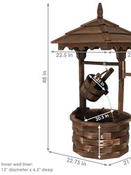 Sunnydaze Old-Fashioned Wood Wishing Well Water Fountain with Liner - 48 in