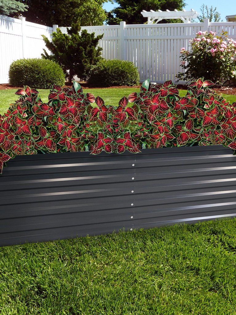 Sunnydaze Outdoor Galvalume Steel Raised Garden Bed - 71" Rectangle - Brown