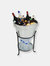 Sunnydaze Pebbled Stainless Steel Ice Bucket Cooler with Stand and Tray