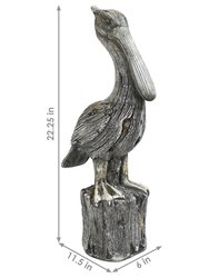 Sunnydaze Pelican Perch Outdoor Polystone Garden Statue - 22 in