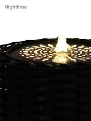 Sunnydaze Plastic Wicker Cylinder Water Fountain with LED Lights