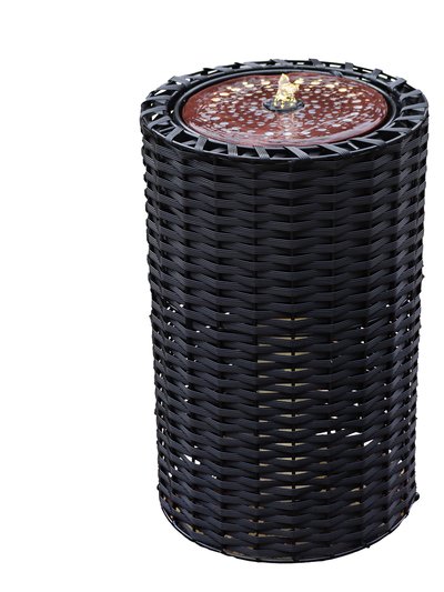 Sunnydaze Decor Sunnydaze Plastic Wicker Cylinder Water Fountain with LED Lights product