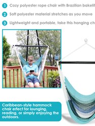 Sunnydaze Polyester Rope Hammock Chair with Cushions - Lagoon Stripes