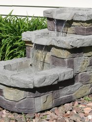 Sunnydaze Polyresin 3-Tiered Brick Steps Outdoor Water Fountain - 21 in