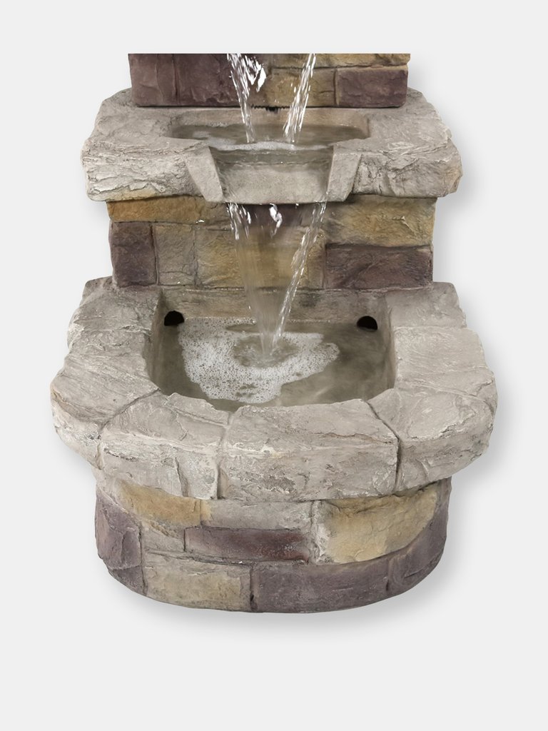 Sunnydaze Polyresin 3-Tiered Brick Steps Outdoor Water Fountain - 21 in