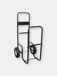 Sunnydaze Powder-Coated Steel Log Cart Carrier and Storage Rack with Wheels - Black