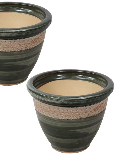 Sunnydaze Decor Sunnydaze Purlieu Ceramic Planter (Set Of 2) 12"- Shoreline product