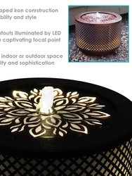 Sunnydaze Repeating Diamond Cylinder Iron Water Fountain with LED Lights