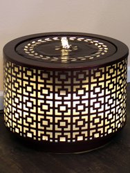 Sunnydaze Repeating Squares Cylinder Iron Water Fountain with LED Lights