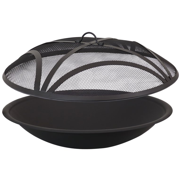 Sunnydaze Replacement Fire Pit Bowl with Spark Screen - Black