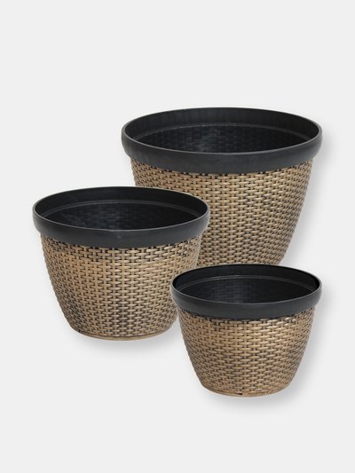 Sunnydaze Decor Sunnydaze Resin Basketweave Outdoor Planter 12 in, 13 in, 15 in - Set of 3 product