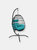 Sunnydaze Resin Wicker Hanging Egg Chair with Steel Stand/Cushion - Teal - Teal